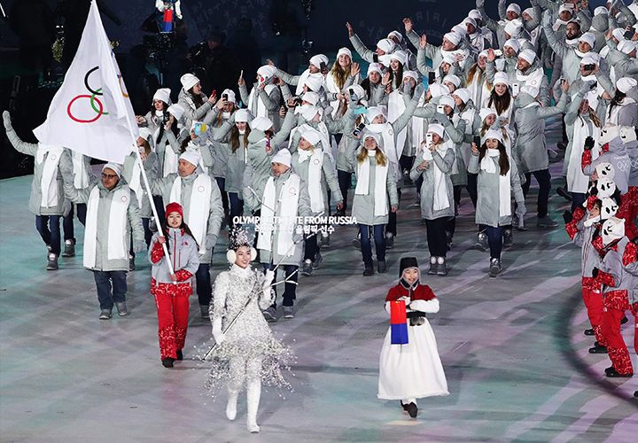Независимые атлеты из России на открытии Олимпийских игр 2018